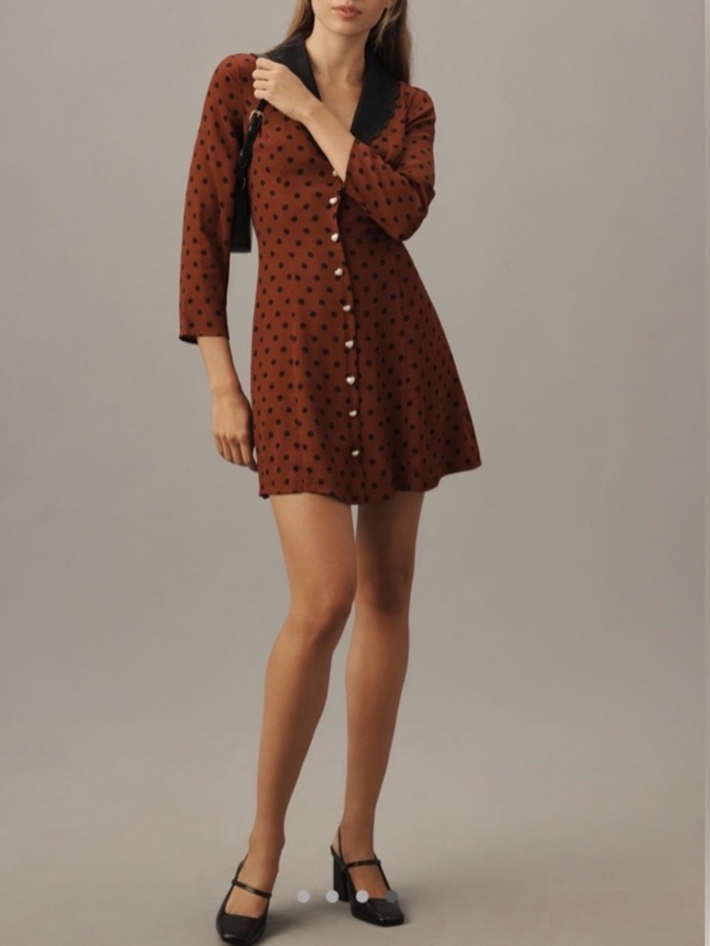 Reformation Galene Dress In Fig Jam Dot, brand new, never worn.